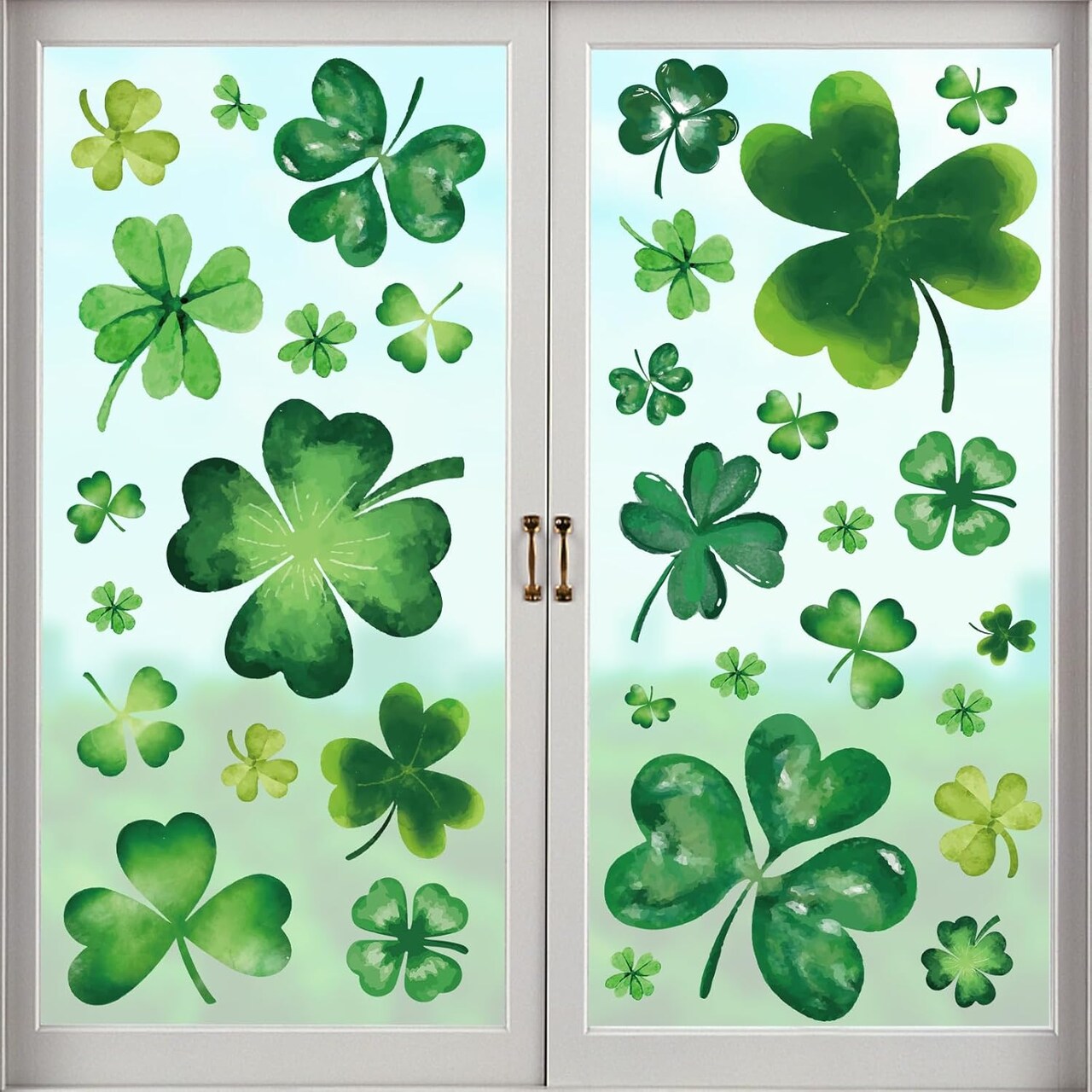 St Patricks Day Window Clings, Extra Large Shamrock Window Stickers Decorations for St. Patricks Window Decorations, 8 Sheets